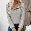 Women's Pullover Lapel Sweatshirt Fashionable Stitching Contrast Color Top