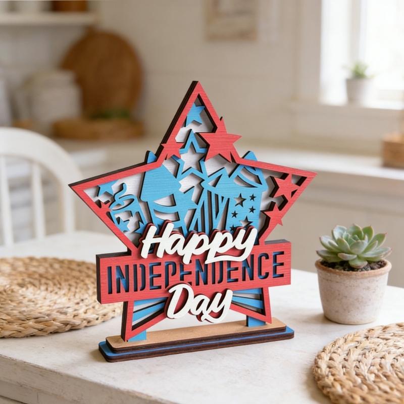 Solid Wood Handcrafted Patriotic Star Flag Decorative Item For Office Or Living Space Office Nationalistic Display