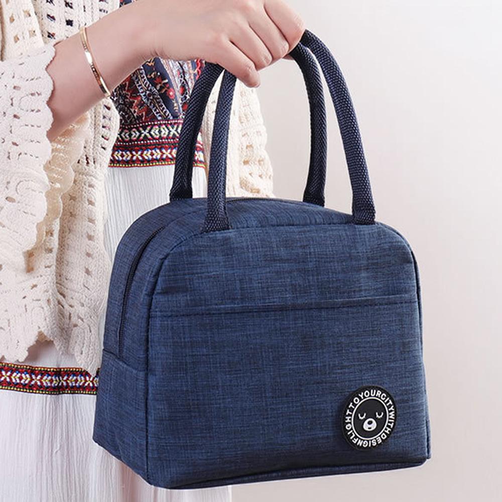 

Сумка-термос для ланча, сумка-тоут для бенто, водонепроницаемая и маслостойкая сумка для ланча для офисных работников, сумка из утолщенной алюминиевой фольги темно-синий