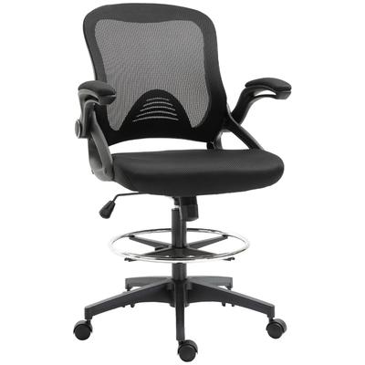 Office Chair, Desk Chair, Standing Function, with Footrest, Swivel Seat, Steel, Black, 64 X 60 X 106-126cm