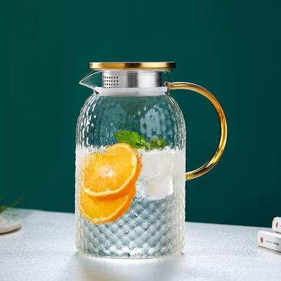 Yu Qianle Hitzebeständiger Kessel aus Glas mit Hammerschlagmuster, explosionsgeschützt, großes Fassungsvermögen für kaltes oder gekochtes Wasser