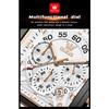 Top Brand Luxury Mens Watches Fashion Blue Square Quartz Watch for Men Sport Leather Strap Chronograph Wristwatches