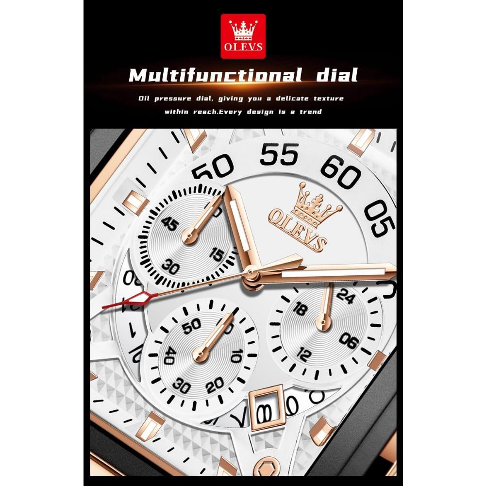 Top Brand Luxury Mens Watches Fashion Blue Square Quartz Watch for Men Sport Leather Strap Chronograph Wristwatches