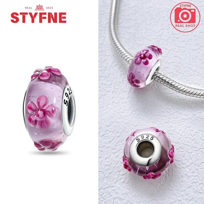 Copper Colorful Flower Series Murano Glass Beads Luxury Charm Fit Original Braceletdiy Fine Jewelry Gift For Women