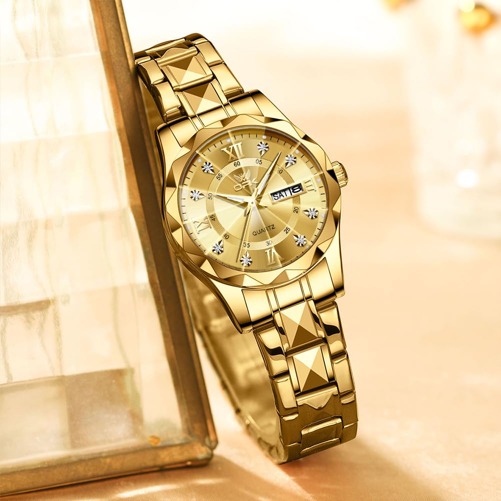 Stylish Women's Quartz Watch for Commuting, Featuring a Calendar, Day and Date Display, Round Face, 30mm Diameter, Stainless Steel, Japanese-made