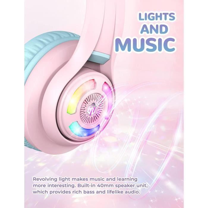 Casque Audio Enfant - ICLEVER - BTH13 - Bluetooth - Volume Réglable - LED