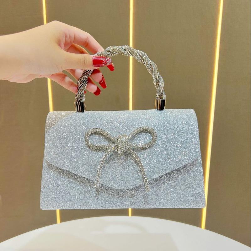 Kleid Vielseitige Clutch-Tasche, Modische Schleifen-Abendtasche, Pailletten-Kettenbeutel