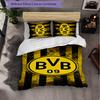 Borussia Dortmund 3-teiliges Bettwäscheset Weiches Bettbezug-Set mit Kissenbezügen Bedrucktes Schlafzimmer-Deko-Set für Zuhause