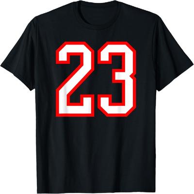 T-shirt Sportowy Varsity z Numerem #23 Biało-Czerwonym