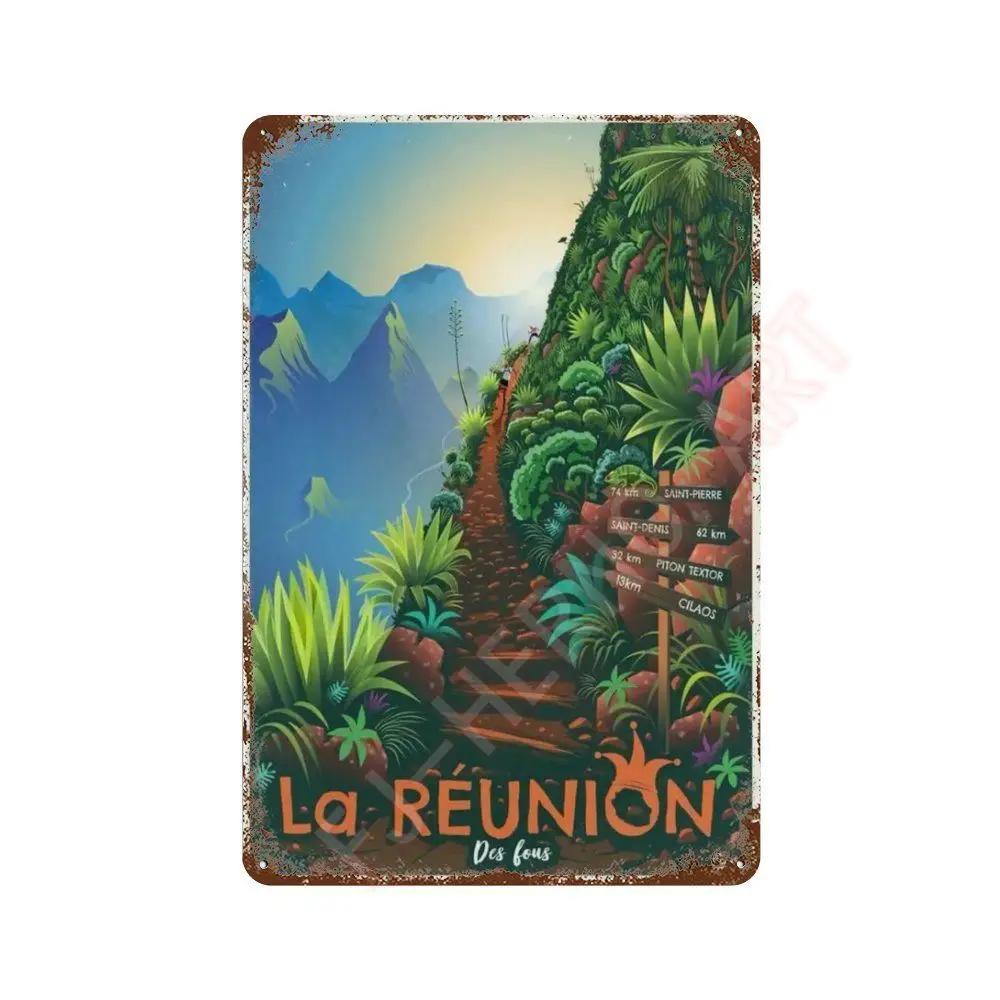 Nordic Travel Poster Aesthetic Vacation Illustration Metal Tin Sign Plaque Wall Mural Plates Home Decoration Kawaii Room Decor