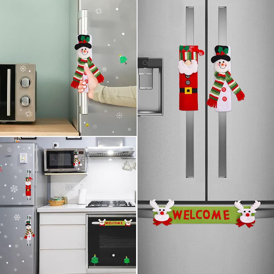3pcs Christmas refrigerator handle cover, Christmas decoration, indoor home decoration, Christmas kitchen decoration