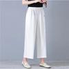 Pantaloni larghi estivi da donna in cotone e lino, taglie forti, in nove minuti, dritti, elastici, a vita alta, casual, a gamba larga