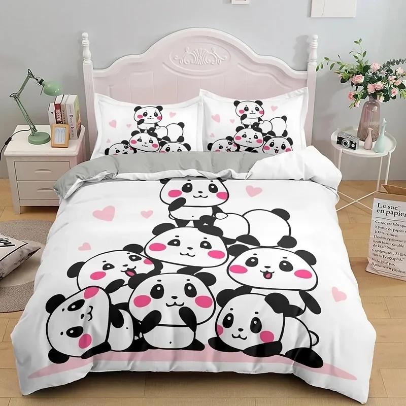 Luxury New 3D Print Bedding Set Panda Duvet Cover Set Teens Boys Girls Cartoon Animal Quilt Cover Queen Size Pillow Case