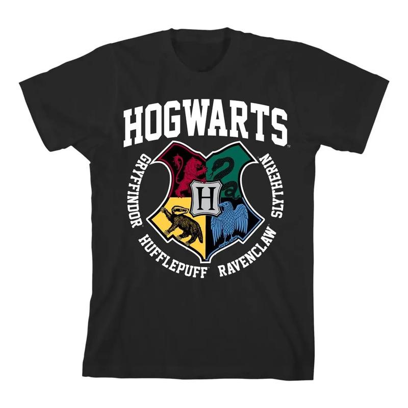 Camiseta Negra De Harry Potter Hogwarts Houses Pride Para Ni S