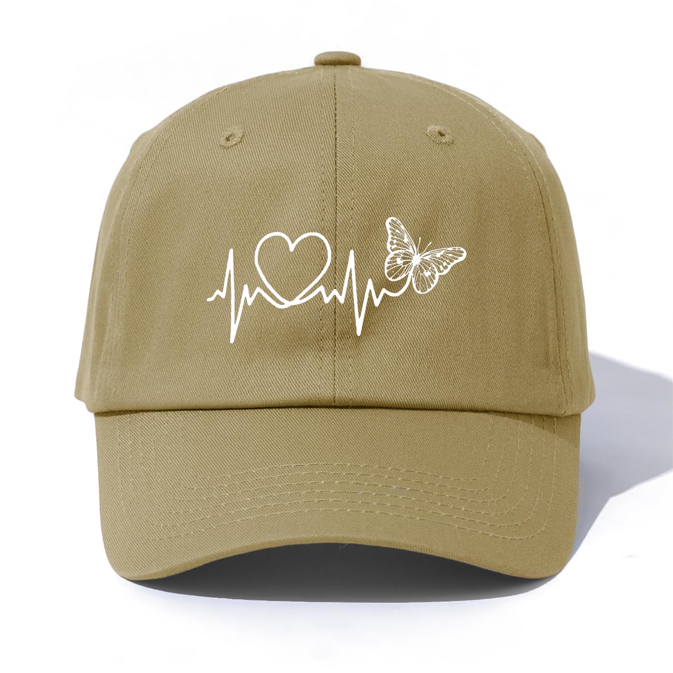 

1pc HEART AND BUTTERFLY Print Baseball Cap for Adults, Minimalist Retro Style Casual Soft Adjustable Dad Hat, Perfect As Gift хаки