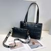 New Plaid Embroidered Tote Bag Casual Women's Bag Two-piece Set Small Square Bag Wide Shoulder Strap Messenger Bag One Piece
