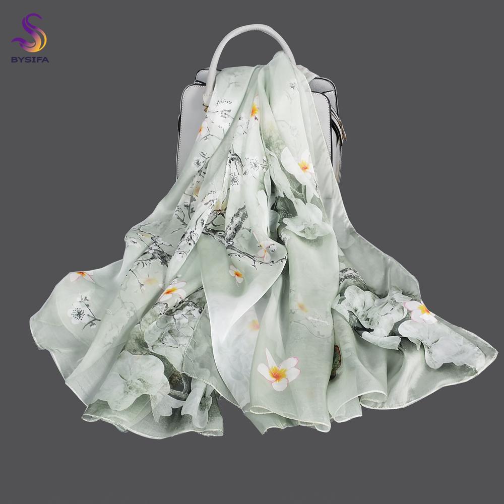 BYSIFA| Pink 100% Natural Silk Scarf Bufanda Women Elegant Chinese Style Peony Design Summer Long Scarves Beach Shawl Accessory