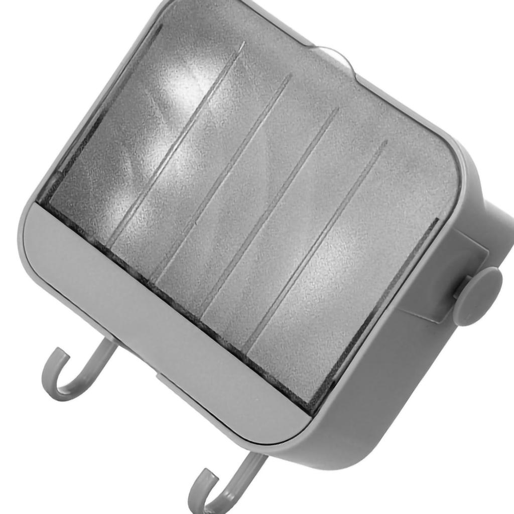 Soap Holder Punch Free Wall Mounted Durable PP Double Layer Double Hook Design Soap Storage Box for Bathroom Grey