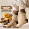 Women's Fleece Thickened Mid-calf Striped Loop Socks for Warmth In Autumn and Winter, Retro Towel Postpartum Socks