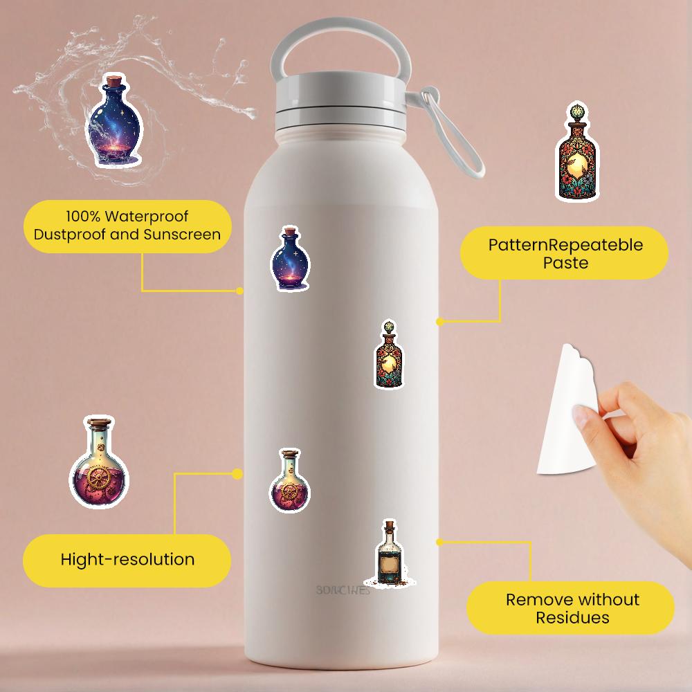 35-150pcs Magic Potion Bottle Stickers Funny Bottles Decals Diy Laptops Phones Decorative Stickers Teacher Reward School Supplie