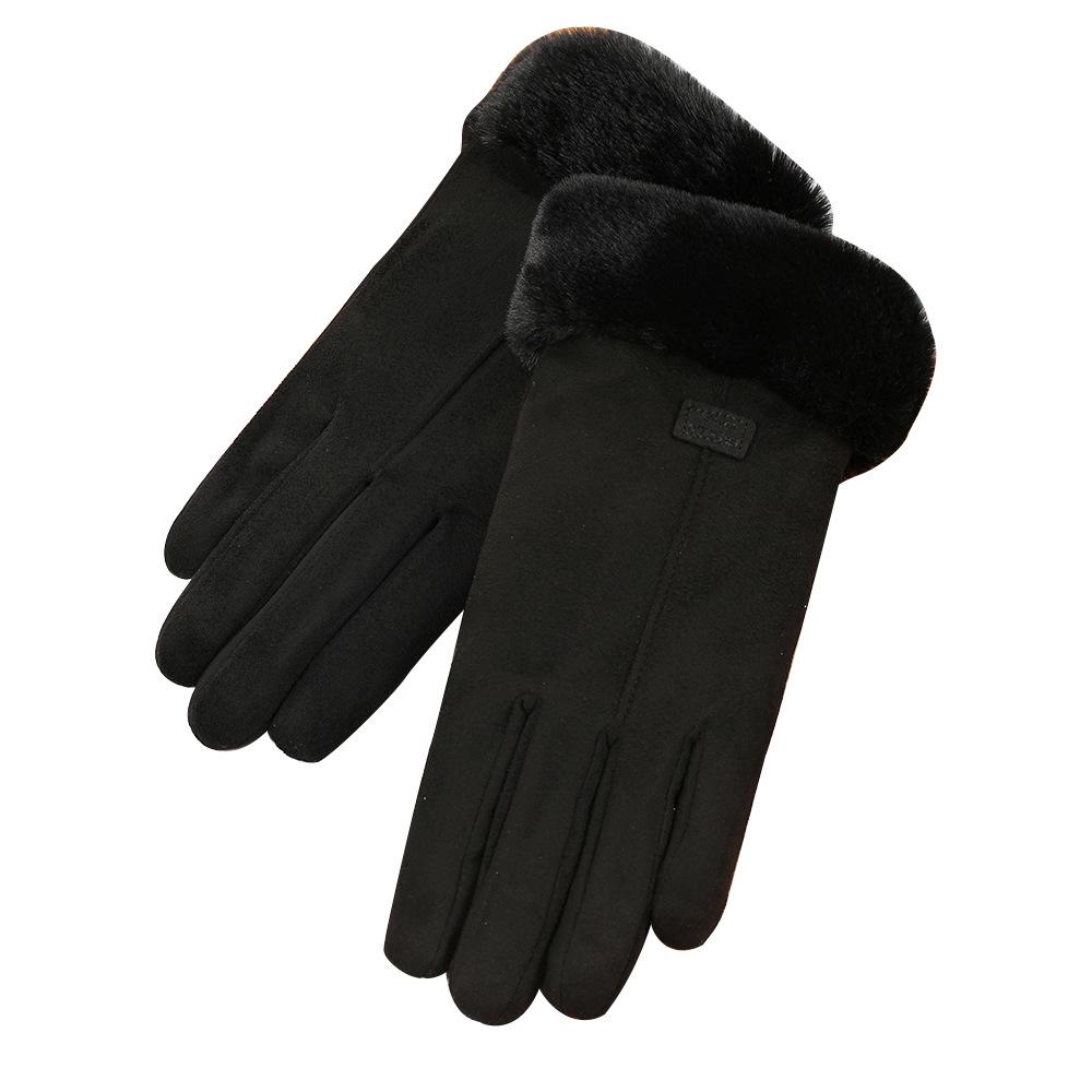 Women's Touchscreen Fleece Cycling Gloves - Cartoon Style, Thickened, Cold Weather Protection