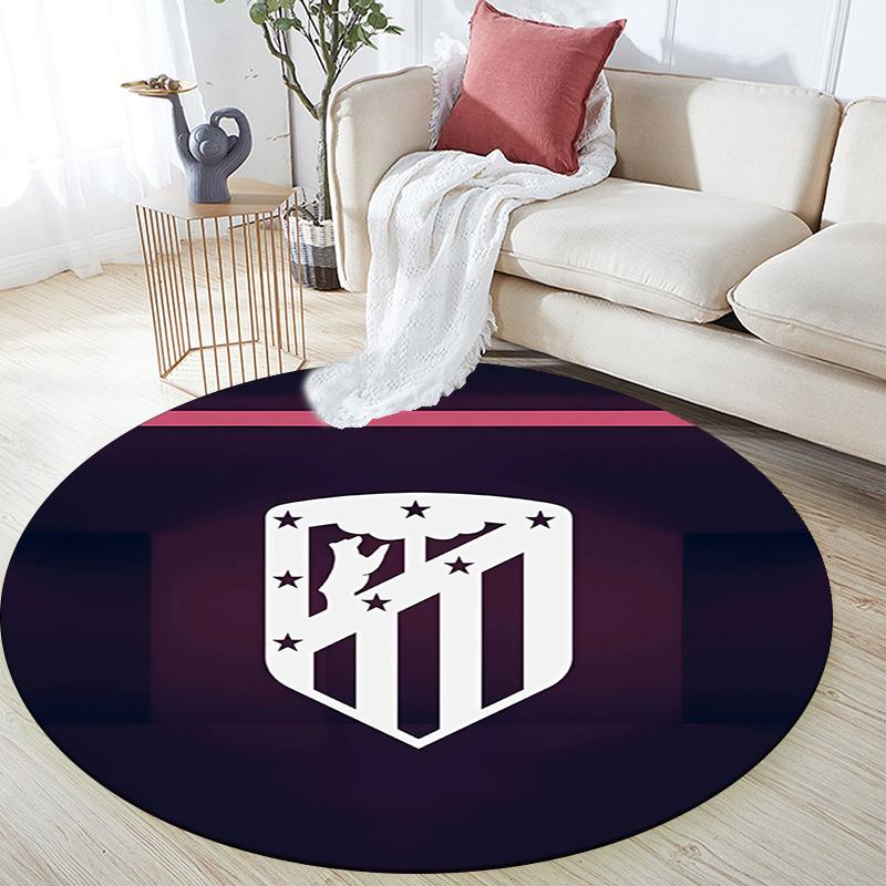 Club Atletico de Madrid2 Round Area Rug,Carpet Rug for Living Room Bedroom Sofa Playroom Decor,Non-slip Floor Mat