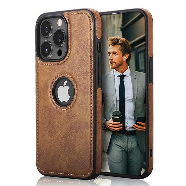 Purple Business Leather Logo Phone Case For Iphone 14 13 12 11 Pro Max X Xs Max Xr Soft Silicone Shockproof Cover For Iphone 14