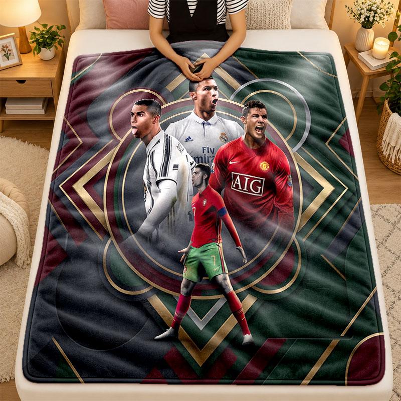 Flannel BlanketCristiano Ronaldo Warm Soft Throw Blanket for Indoor Sofa Bed Living Room Use