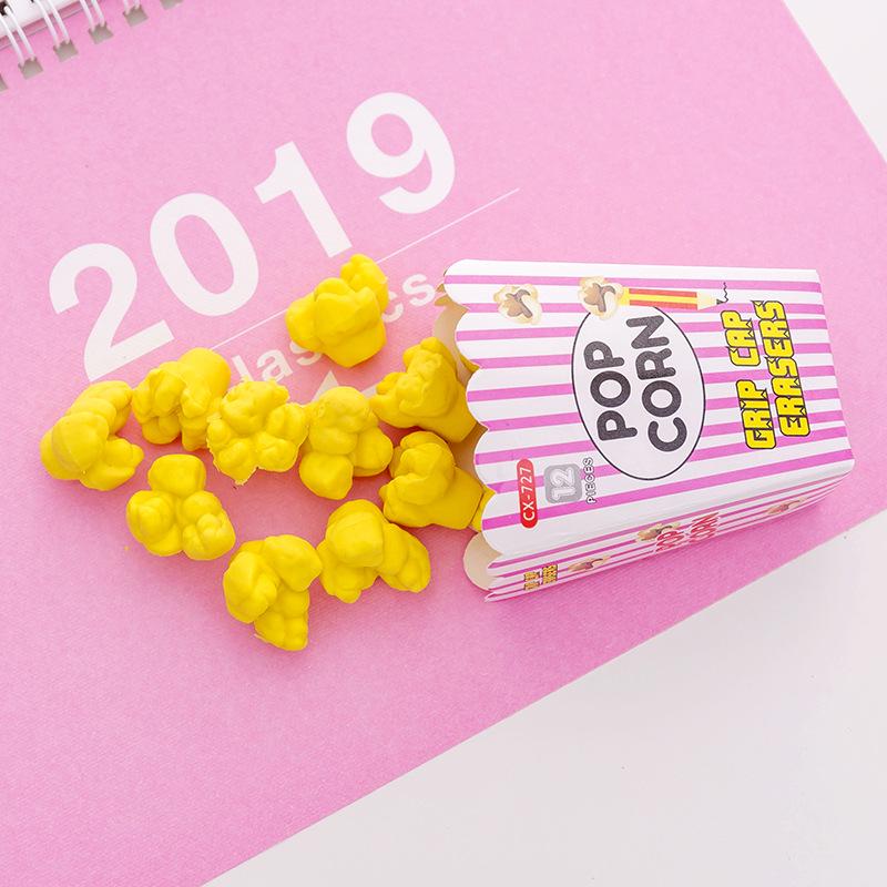 

Cartoon Popcorn-Shaped Eraser for Primary Students - Cute Learning Stationery Gift Box of 12 pieces