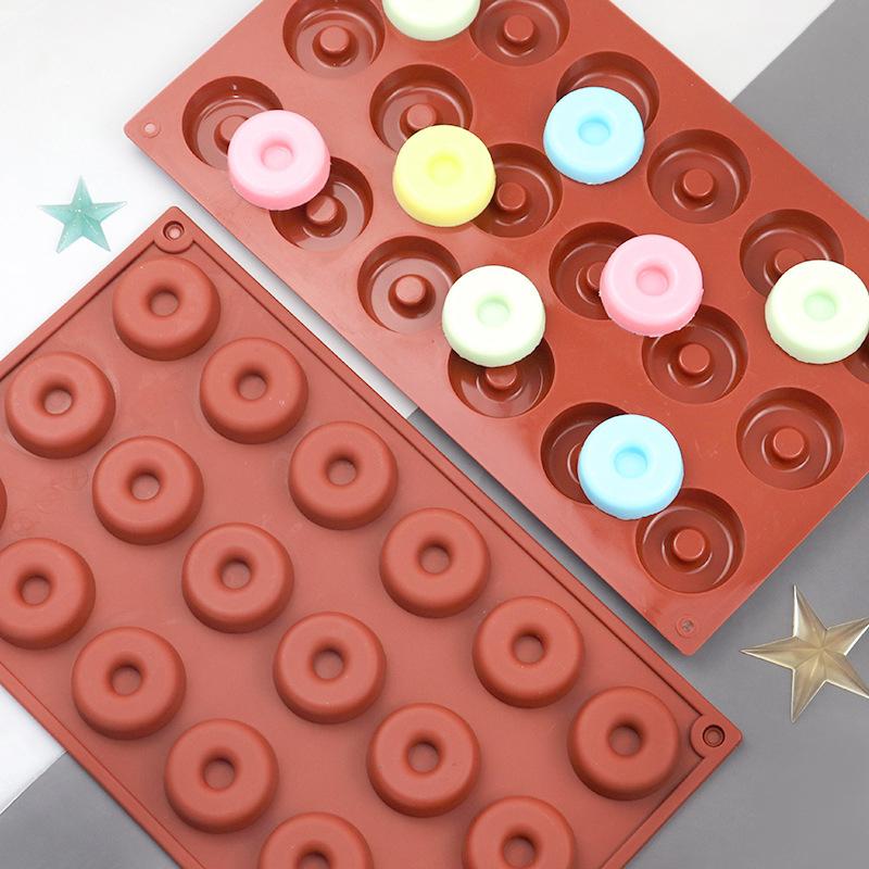 18 Cavity Mini Donut Silicone Chocolate Mold Diy Cake Accessories Molds Kitchen Doughnut Pastry Manual Baking Mould