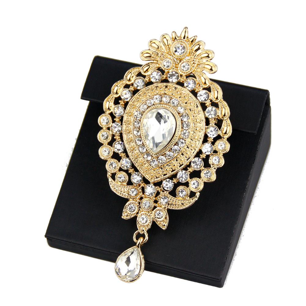 Ladies' Brooch Gold Color Rhinestone Wedding Jewelry Gift For Brides