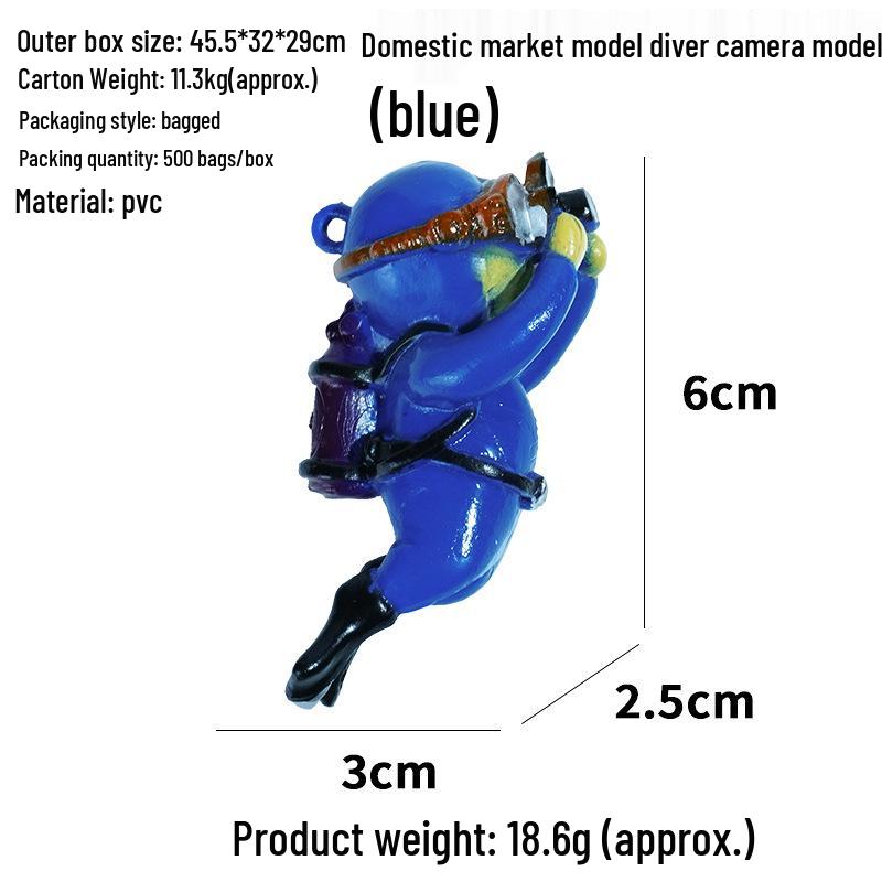 Blue Diver Fish Tank Ornament Set - Floating Aquarium Decoration Gift