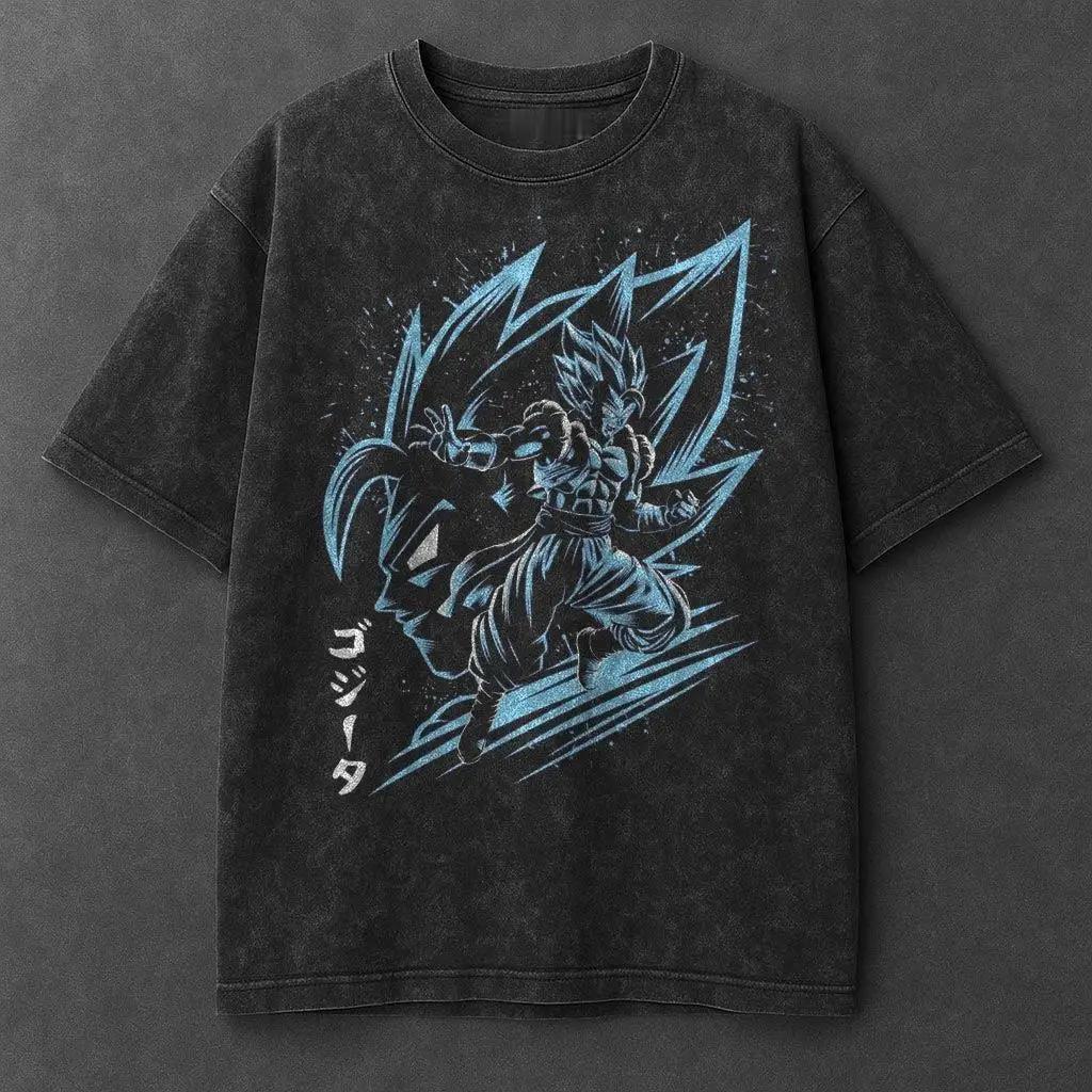 Dragon Ball 2026 Estate Vintage Cotone Lavato T-shirt Oversize Streetwear Gohan Super Saiyan 2 Fulmini Viola Dark Fantasy