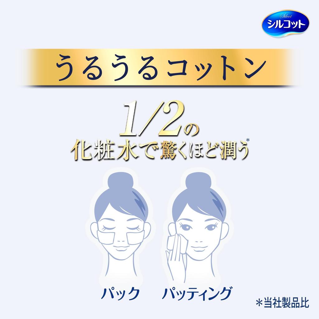 Silcot Cotton Moisturizing Cotton with a Sponge 40 sheets x 6 Unicharm Structure, packs,