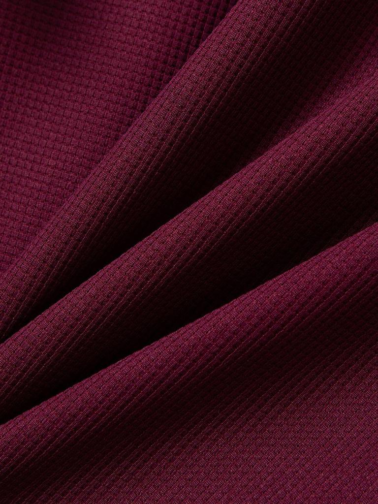 Autumn Solid Color Waffle Knit Lapel Pocket Button Long Sleeve Polo Shirt