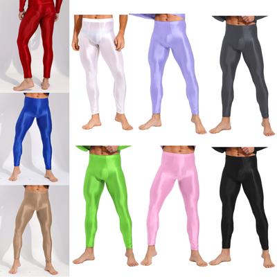 Herren-Leggings, glänzend, lang, schmal, Strumpfhosen, Fitnessstudio, Yoga, Sportbekleidung, schmale Hosen, Unterwäsche, Unterteile