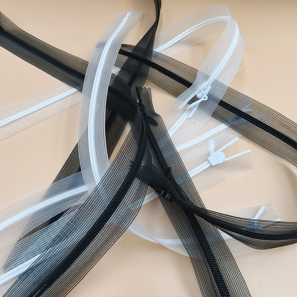 Teardrop Slider Mesh Tape Zipper Transparent Mesh Fishnet Zipper Close End Zipper Fashion Design