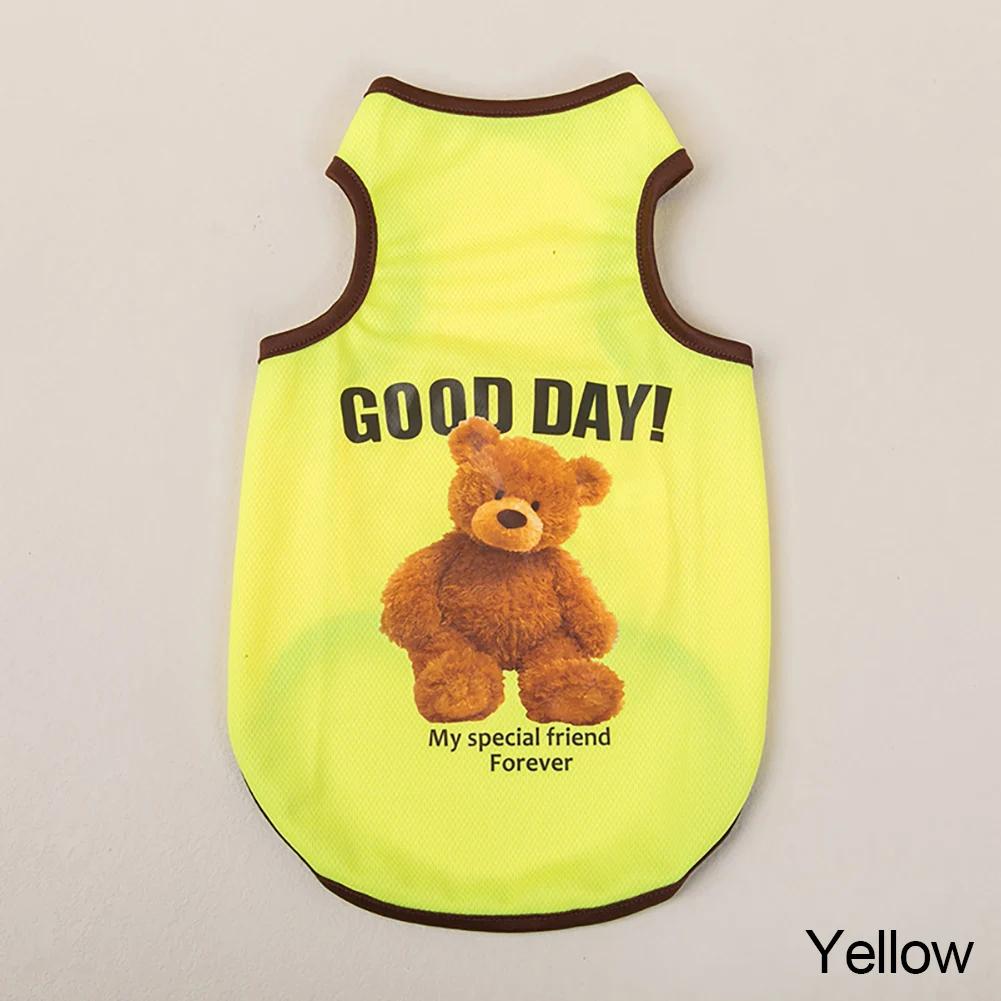 Spring Dog Vest Thin Breathable Puppy Clothes Cute Bear Printed Cat T-shirt Sleeveless Chihuahua Pullover Pet Supplies