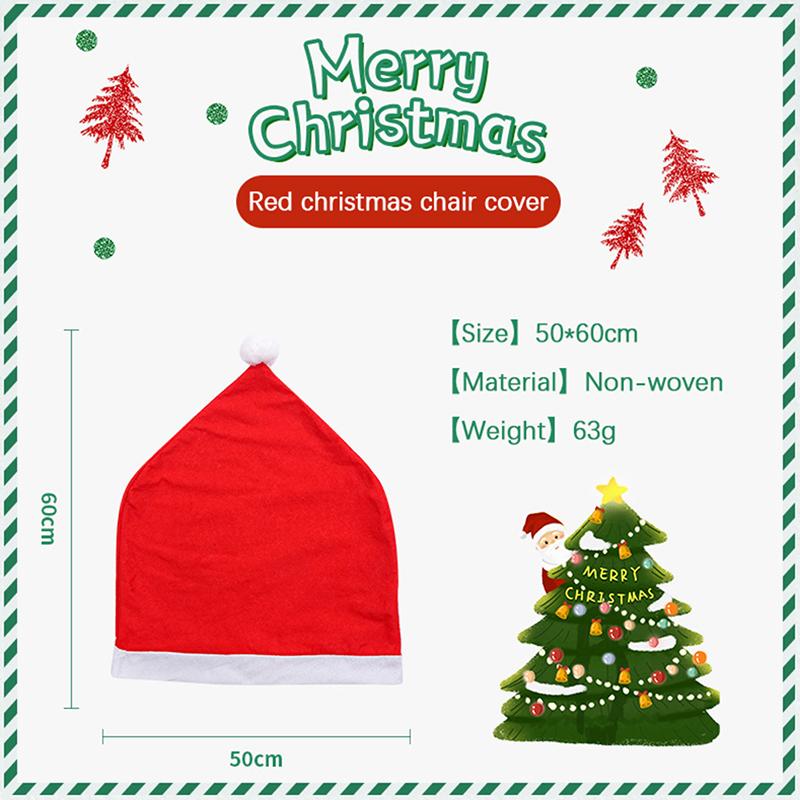 Merry Christmas Gnome Chair Cover Santa Claus Cotton Red Hat Chair Back Cover