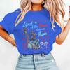 Terra dei Liberi Grazie ai Coraggiosi Magliette Maglietta del 4 Luglio Manica Corta Divertente Casual Top Estivi Abbigliamento Donna