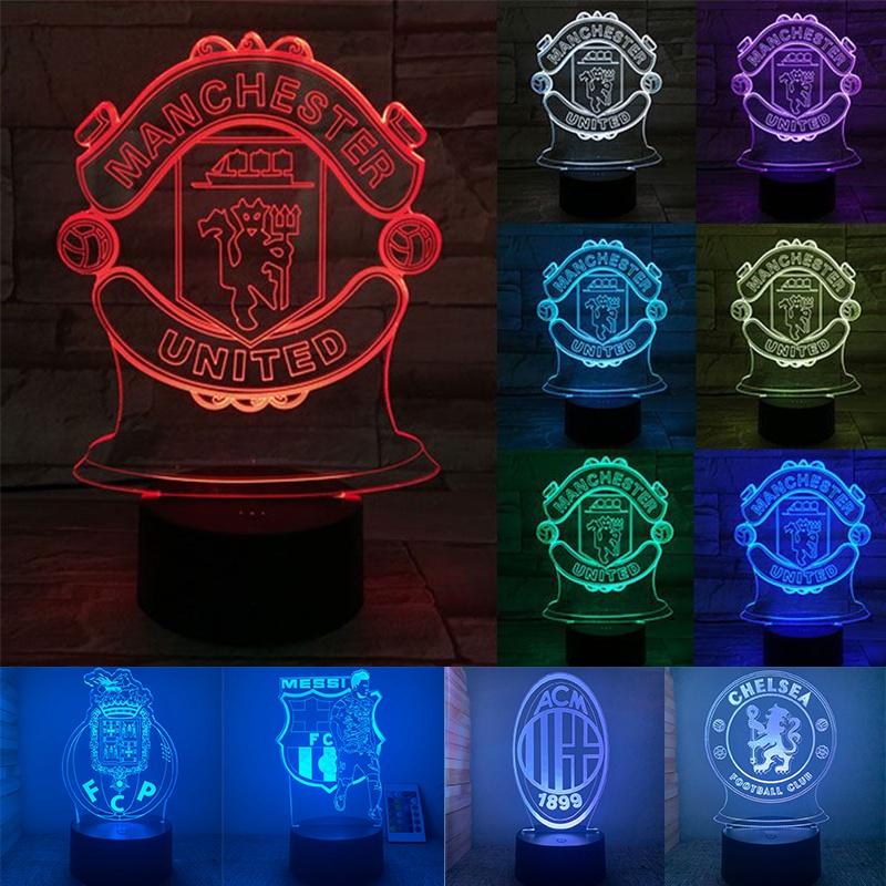 Acrylic 3d Led Night Light Football Club Touch Table Desk Lamp 7 Gifts Colour