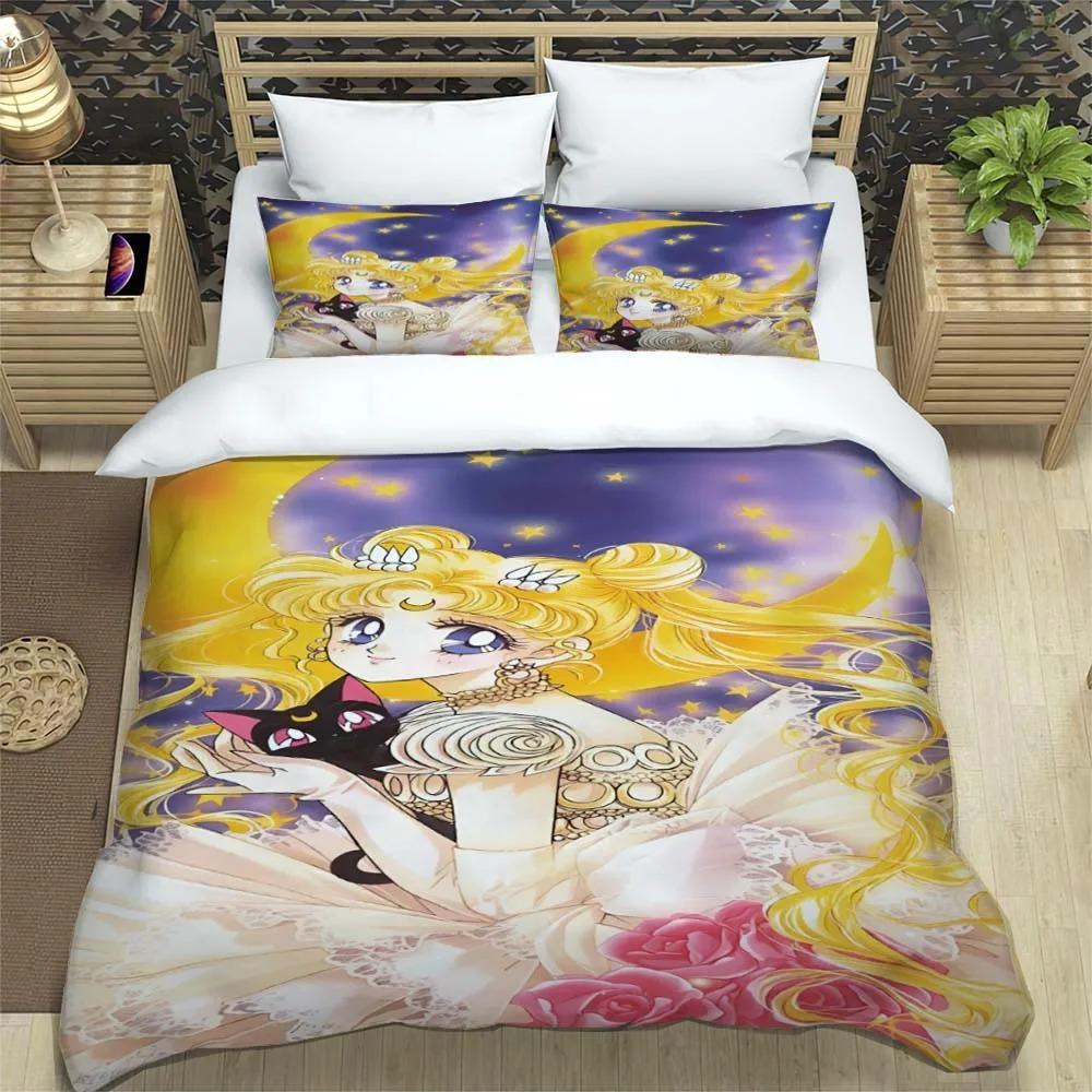 New Kawaii Sailor Moon Duvet Cover Pillowcase Bedding Set Adult Boy Bedroom Decoration Children Gift Single Double Large Size