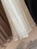 Women's French Shimmering Mesh A-Line Pleated Skirt, Spring/Summer 2026 Trend, Mid-Length with Large Hem