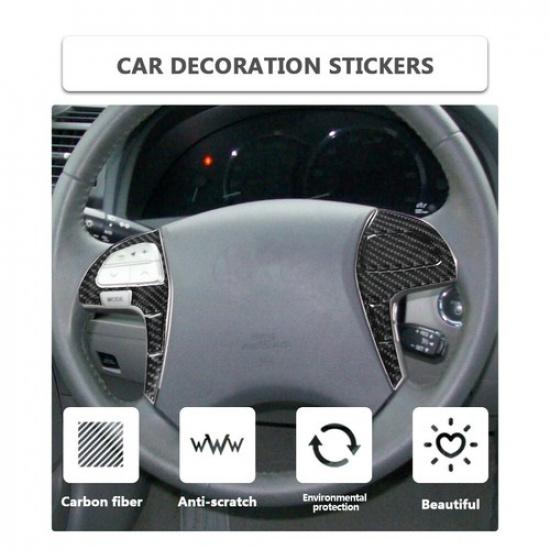 5Pcs Carbon Fiber Steering Wheel Button Cover Trim For 07-11 Toyota Camry Type B