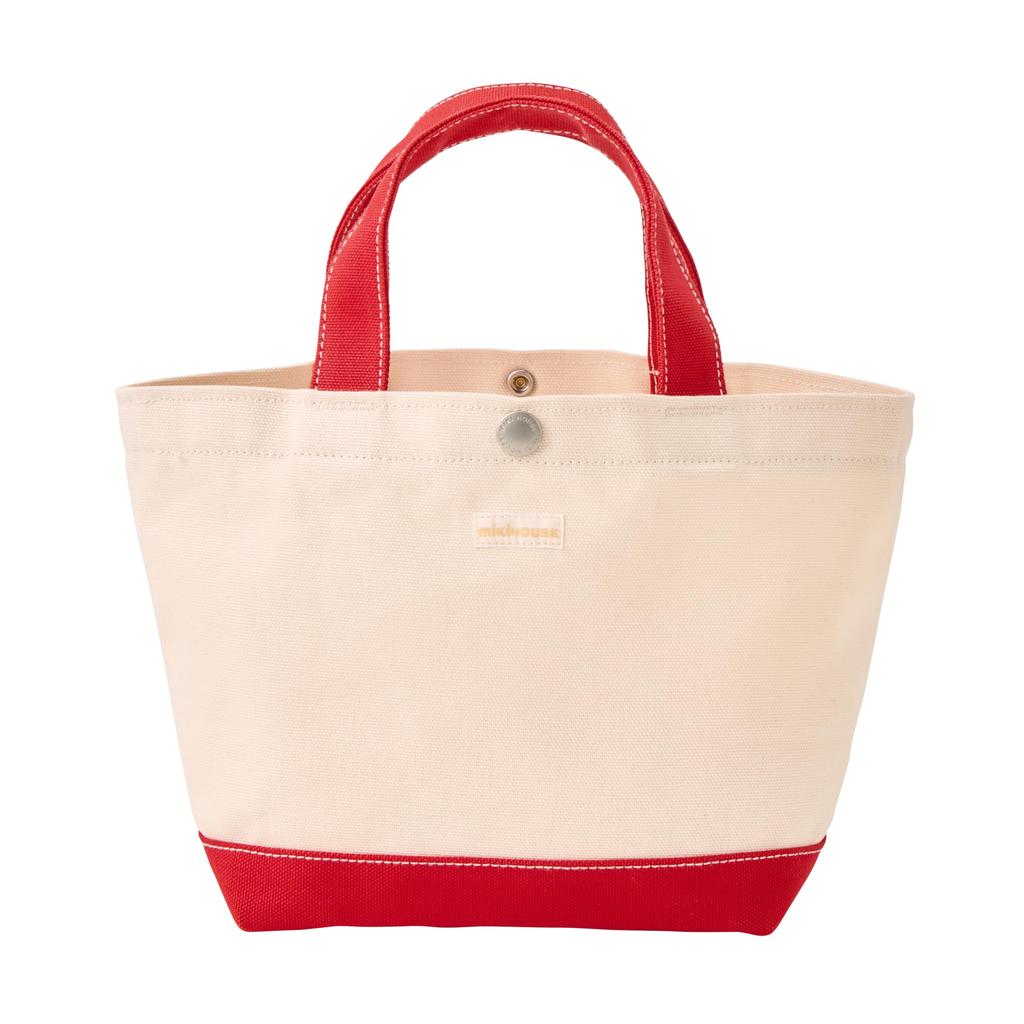 MIKI HOUSE Logo Canvas Tote Solid Made in Web for Bag, Color, Japan, Exclusive, Boys, Girls, Babies, Kids, Adults, Women, Moms, Bag, Red, 10-8227-686