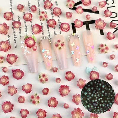 Heißer Verkauf Neue Harz Leuchtende Blume Rose Nagelkunst Dekoration Handgemachtes DIY Ornament Handyhülle Zubehör