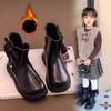 Girls' Fashion Boots for Autumn and Winter, Children's Fleece Princess Leather Boots