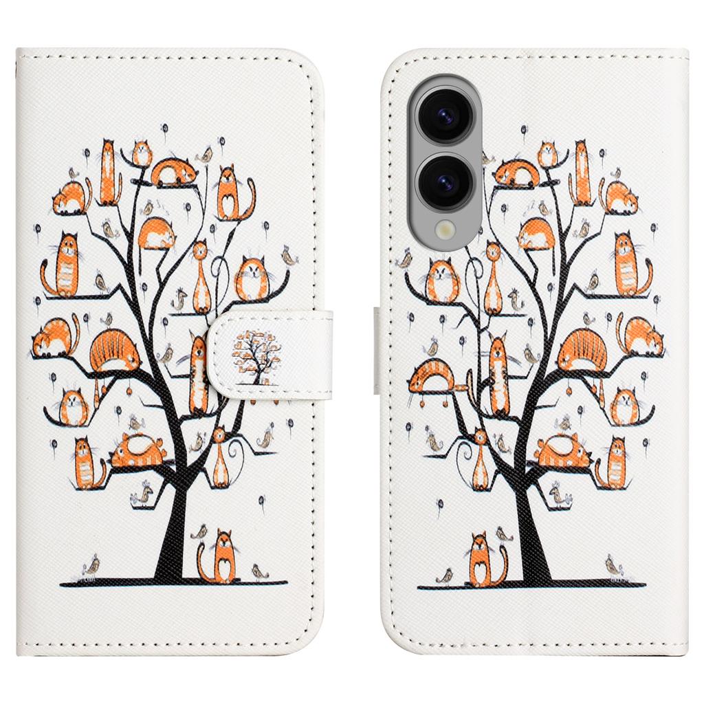 For Samsung Galaxy S25 Edge Case Pattern Print PU Leather Wallet Phone Cover Cross Texture