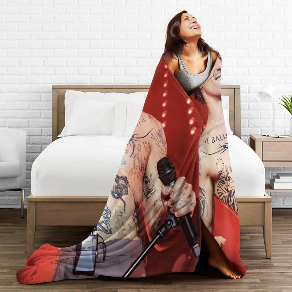 Damiano David Warm Soft Blanket  Kids Plush Throw Blanket Funny Home Decor Flannel Bedspread Sofa Bed Cover