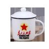 Ceramic mug with lid retro water cup office creative nostalgic classic imitation enamel cup